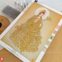 DIY Tranh Đính Kim Sa- Bộ Tự Thêu Ghim- Áo Vàng - Quan Âm Toạ Sen-  50x30cm - QAC1GB9
